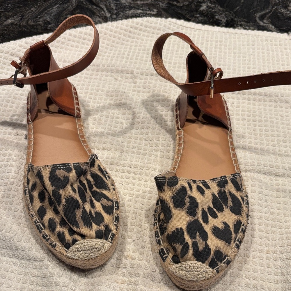 Old Navy Brown Leopard Espadrilles with Ankle Strap